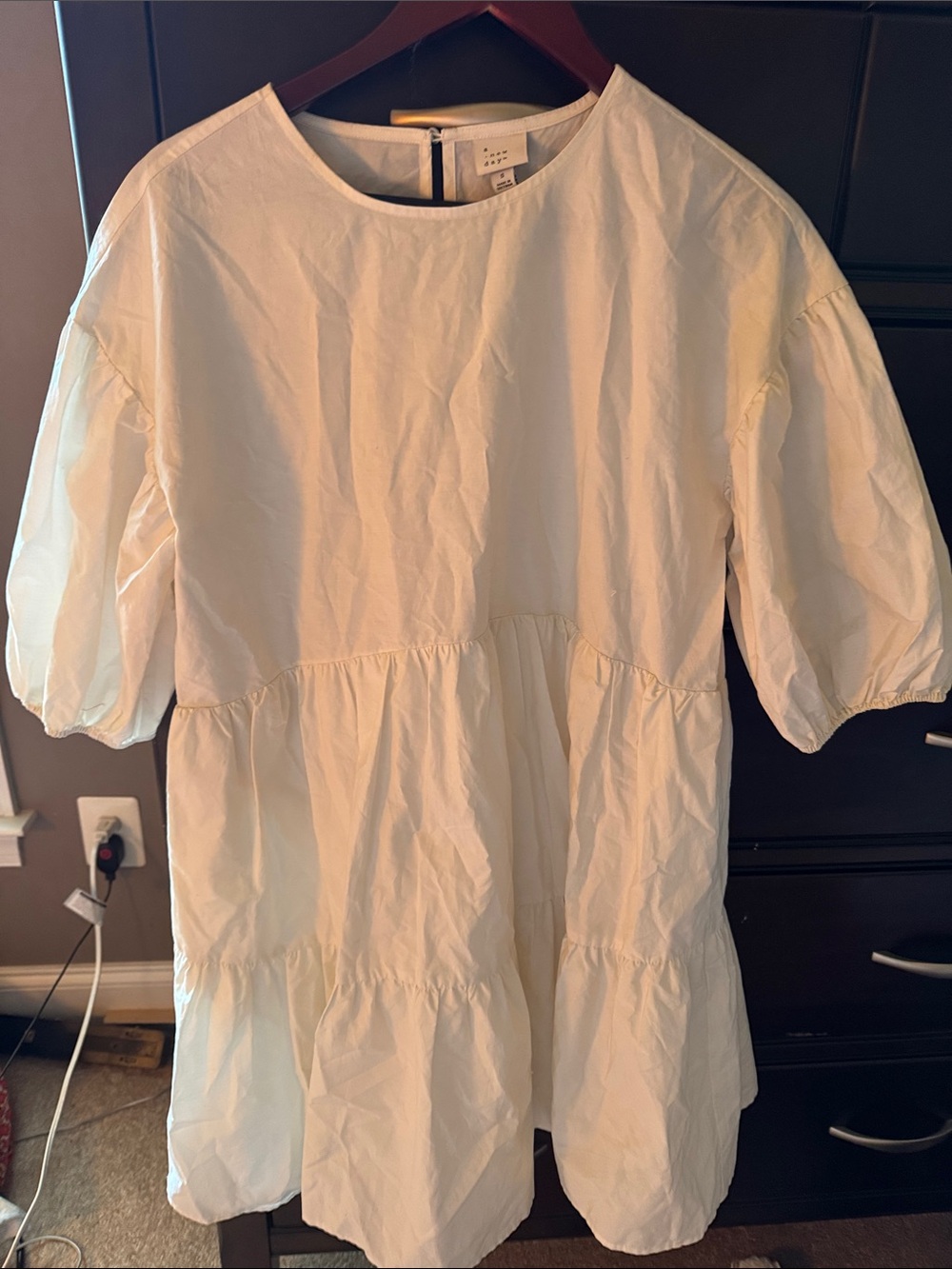 a new day White Tiered Puff Sleeve Dress